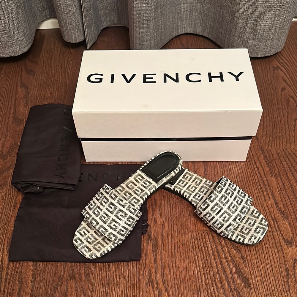 Givenchy Black and White Monogram Slides